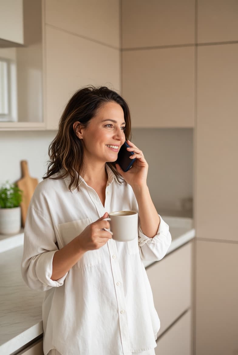 A business owner listening to the AI Employee on the phone